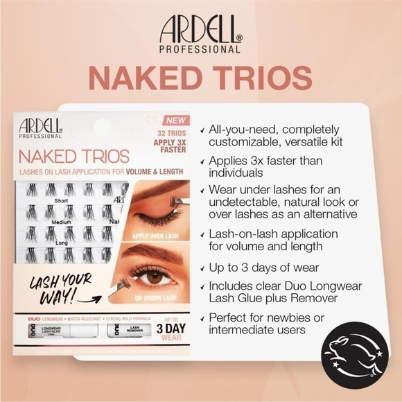 Ardell Naked Lashes Trios Kit, 32 Trios, 1 pack NEW SEALED - Picture 6 of 9